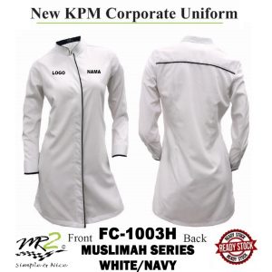 MUSLIMAH BAJU KORPORATE PUTIH DESIGN TERBARU (FC-1003H) JENAMA MR. 2