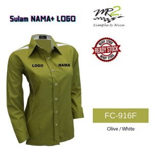 BAJU KORPORATE PEREMPUAN OLIVE HIJAU LENGAN PANJANG FC 916F JENAMA MR.2