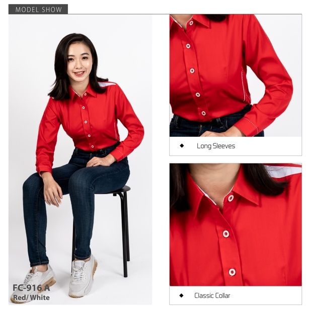 BAJU KORPORATE PEREMPUAN OLIVE HIJAU LENGAN PANJANG FC 916F JENAMA MR.2 - Image 4